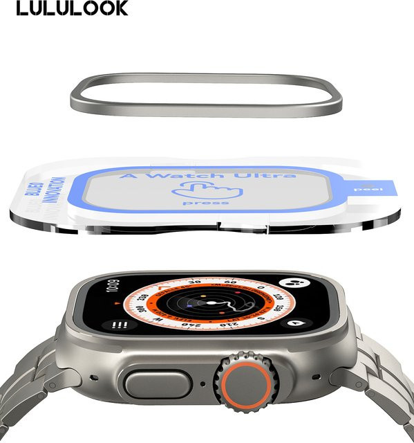 LULULOOK Displayschutzfolie und Hülle für Apple Watch Ultra, Titanlegierung, Silber - Bild 1