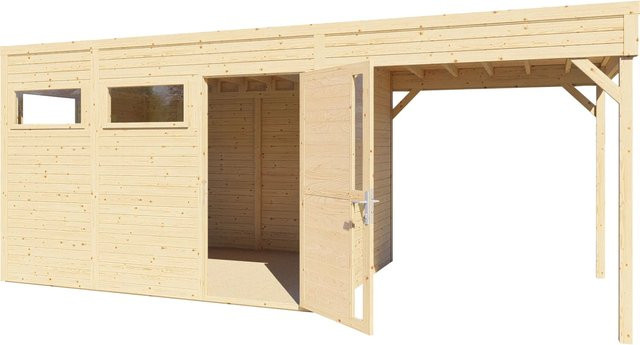 Bertilo Holz-Gartenhaus Cubus 3 Lounge Natur aus Massivholz mit Sicherheitsglas und Zylinderschloss - Bild 1