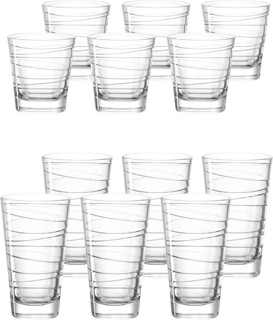 Leonardo Trinkgläser Vario Struttura Set aus transparentem Glas mit geometrischem Design, 12er Set - Bild 1