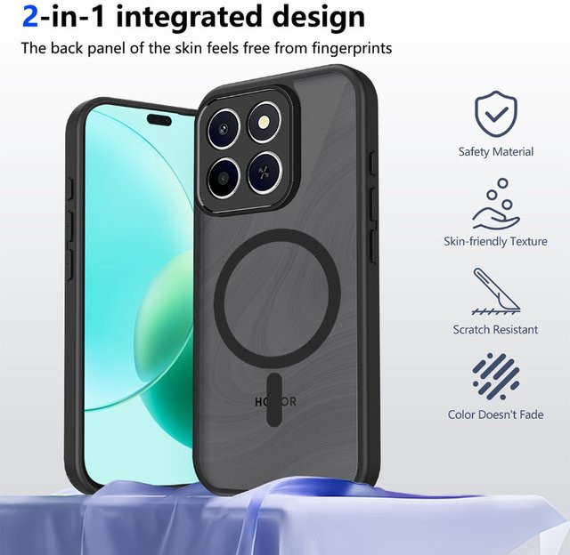 Transparente magnetische Schutzhülle für Honor X8D X9 X7C/D 400 Pro 600 Lite, mattierte und stoßfeste Hülle in Schwarz - Bild 1