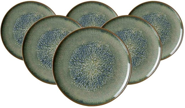 Ritzenhoff & Breker Speiseteller Verde aus Keramik, 6er Set, Durchmesser: 26 cm, Farben: Türkis, Braun, Grün - Bild 1