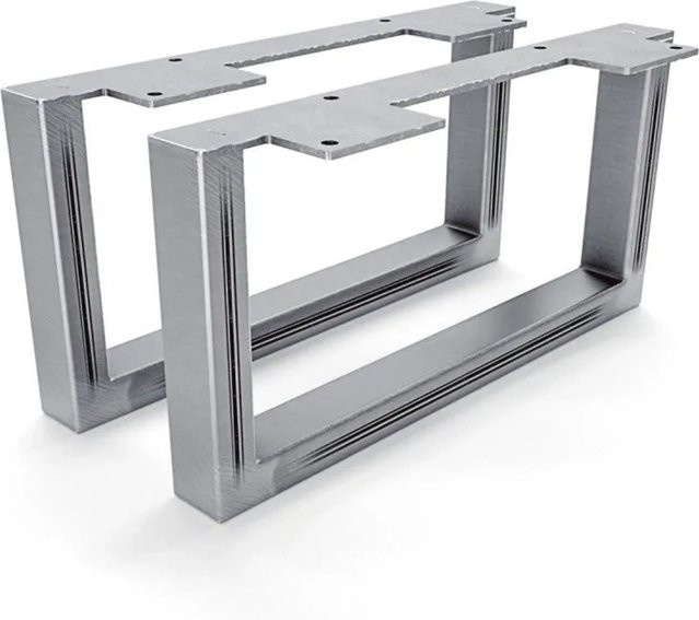 HEVVA Möbelfüße GRAZ 2er Set aus Rohstahl in Silber Matt, Höhe: 15 cm, Tiefe: 30 cm - Bild 1
