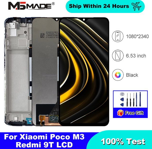 Xiaomi Poco M3 LCD Display Ersatzteil mit 6.53 Zoll Touchscreen in Schwarz für Redmi 9T (Modell M2010J19CG, M2010J19CI) - Bild 1