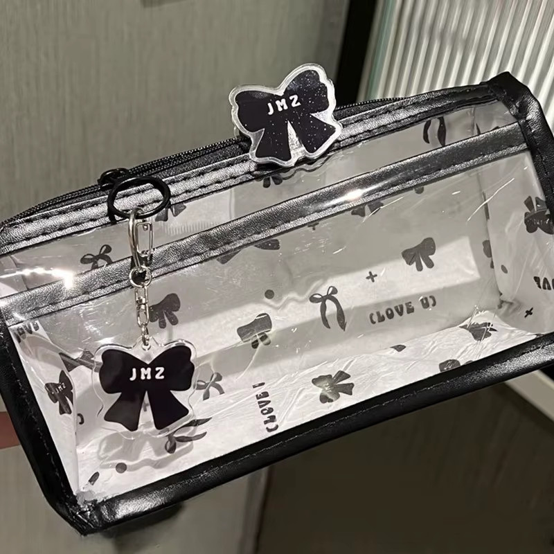Sommer6 Transparentes Cartoon-Federmäppchen in Pink, mehrschichtiges Schreibwaren-Etui mit großem Fassungsvermögen - Bild 2
