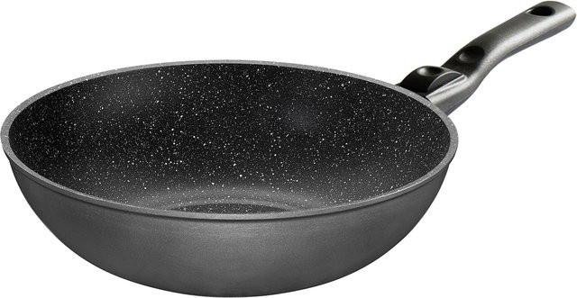 Stoneline Flex Wok mit abnehmbarem Griff, beschichtet mit echten Steinpartikeln, Schwarz, Durchmesser: 30 cm - Bild 1
