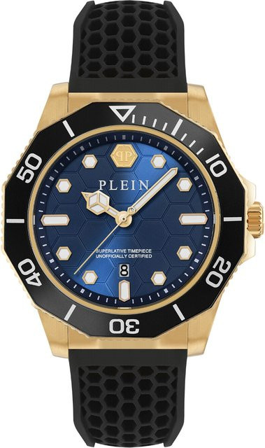 Philipp Plein Herrenuhr, Quarz, Edelstahl, 44 mm, Silikon, Schwarz, 5 ATM - Bild 1