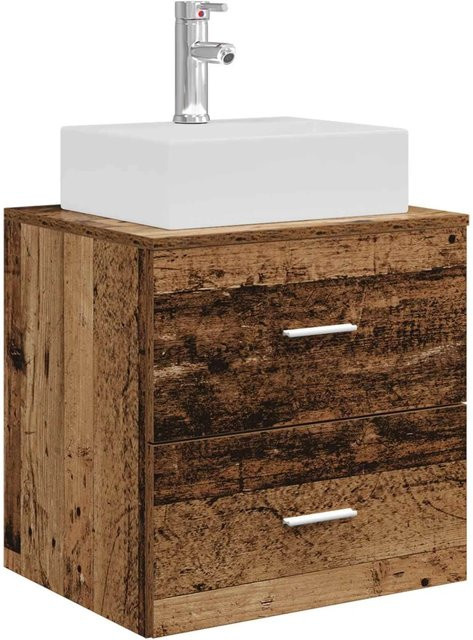 vidaXL Wandmontierter Waschtisch aus Altholz in Braun mit Schubladen und Türen, B/T/H: 49,5 x 41 x 62,5 cm - Bild 1