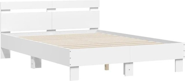 vidaXL Bettgestell mit Kopfteil aus Holzwerkstoff in Weiß, B/T/H: 140 x 190 x 70 cm - Bild 1