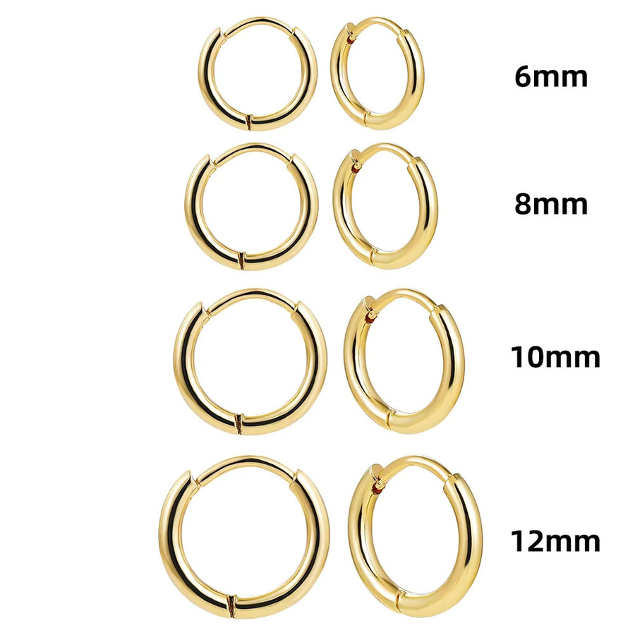 Erpels Huggies-Ohrringe-Set, Edelstahl, 18 Karat vergoldet, Gold, Unisex - Bild 3