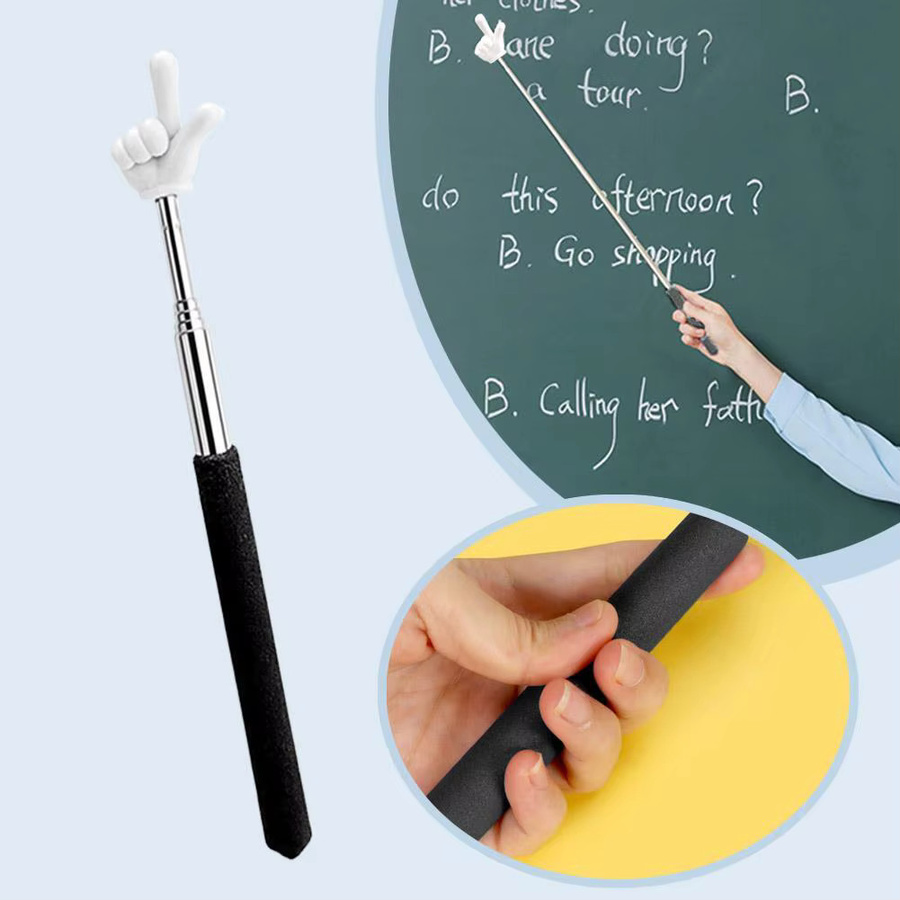 Edelstahl Zeigestab in Silber für Schule und Büro mit Teleskopfunktion und Fingerdesign - Bild 2
