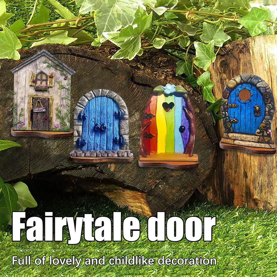 6er Set Miniatur Fee und Gnome Figuren aus Holz für Garten und Outdoor Dekoration in Mehrfarben - Bild 4
