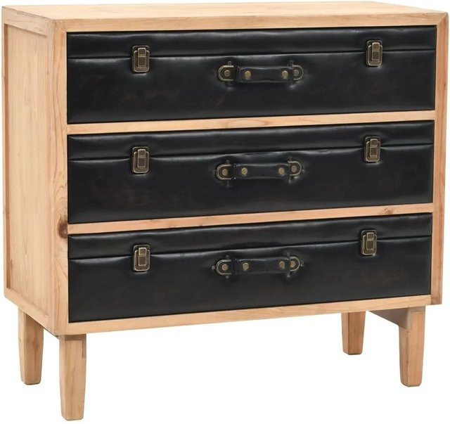 vidaXL Schubladenkommode aus Massivholz Tanne im Retro-Stil, Farbe Braun, B/T/H: 80 x 36 x 75 cm - Bild 1