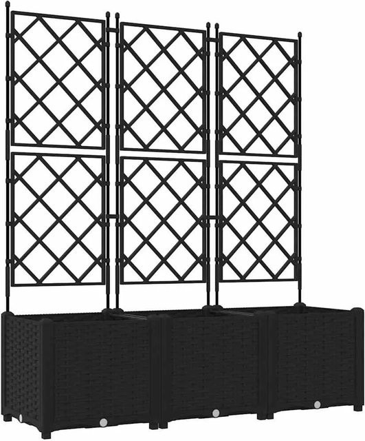 vidaXL Garten-Pflanzgefäß Set aus Stahl in Schwarz, 3 Stück, B/T/H: 120 x 40 x 143 cm - Bild 1