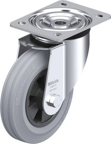 Blickle L-VPP 160R-SG Lenkrolle aus verzinktem Stahl und Kunststoff in Grau und Schwarz mit einem Rad-Durchmesser von 160 mm und einer Tragfähigkeit von 135 kg - Bild 1