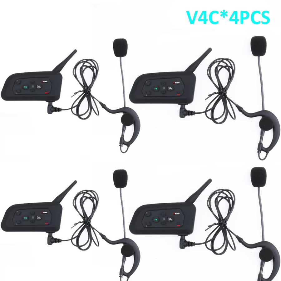 XINOWY V4c Pro Bluetooth Intercom Headset für Fußballschiedsrichter, Voll-Duplex-Funkgerät für 4 Benutzer, Schwarz - Bild 3