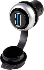 Eaton Einbaudose USB 3.0 M22-USB in Silber mit IP65 Schutzart und USB-A Anschluss - Bild 1