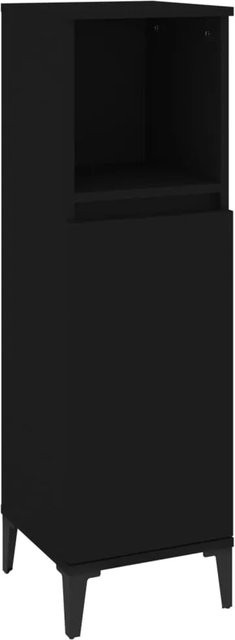 vidaXL Badschrank Schwarz mit Türen und Regalfächern, B/T/H: 30 x 30 x 100 cm - Bild 1