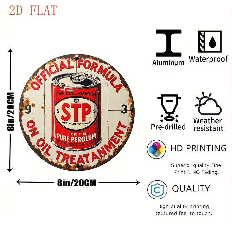 Vintage STP Ölbehandlung Metallschild in Rot und Schwarz für Mid-Century Garage und Männerhöhle - Bild 2