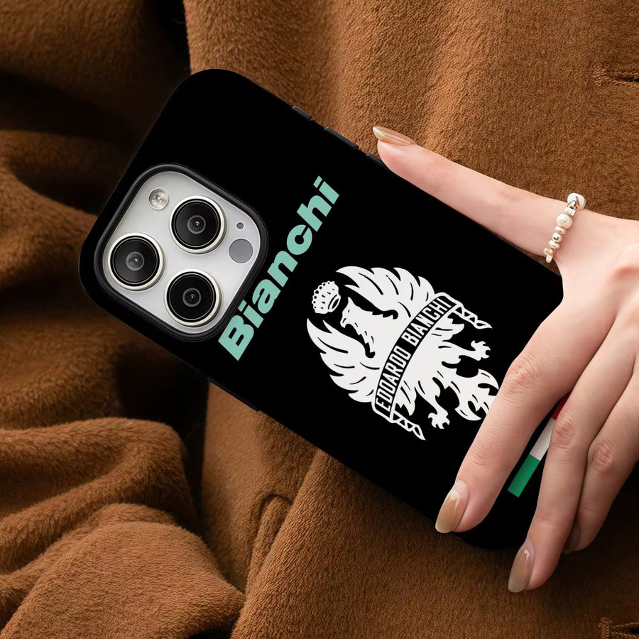 B-Bianchi-S Handyhülle für iPhone 12 bis 17 Pro Max Plus mit glänzender HD-Doppelschicht-Flüssighartschale in Schwarz und Weiß - Bild 5