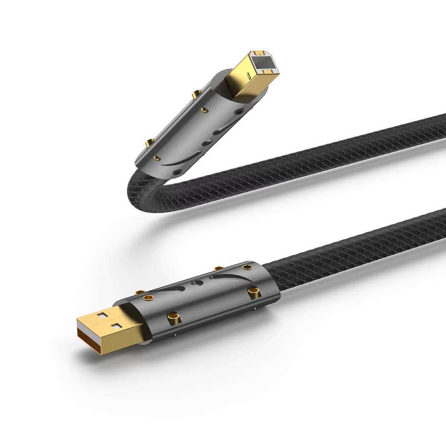 Viborg UC01 High-End USB 2.0 Audiokabel mit versilbertem OFC und vergoldeten Kontakten, USB A auf B für DAC Decoder, Schwarz - Bild 4