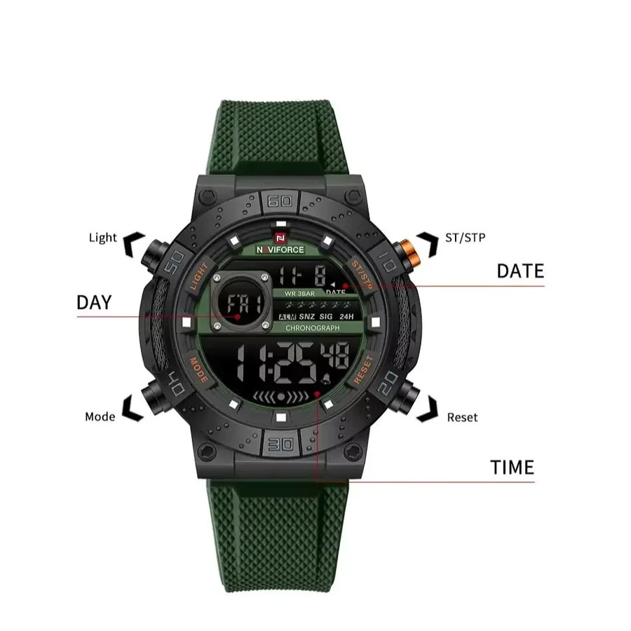 NAVIFORCE Armbanduhr, Digitaluhr, Silikon, Schwarz, Herren - Bild 6