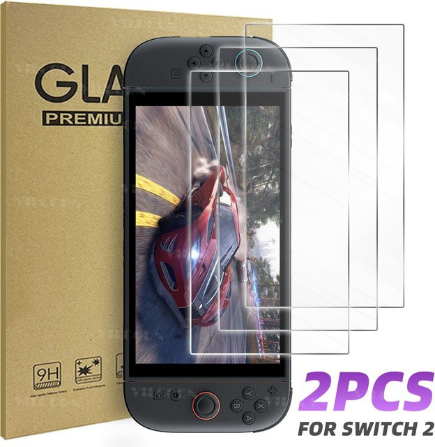 VILCORN Displayschutzfolie aus gehärtetem Glas für Nintendo Switch, 2/3 Stück, transparent, kratzfester HD-Displayschutz für deine Konsole - Bild 1