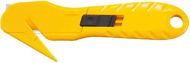 OutsideWorld Kartonmesser in Gelb mit verdecktem Klingendesign aus Edelstahl und Kunststoff, ein tragbarer und sicherer Universalmesser zum Öffnen von Kartons und Kisten - Bild 1