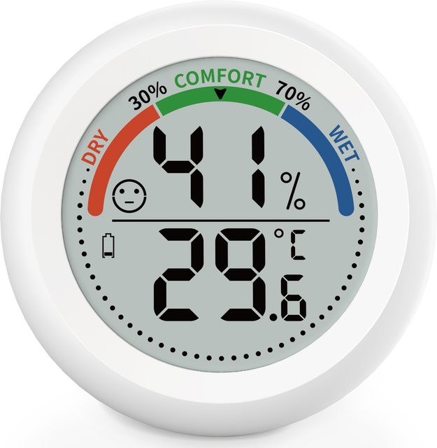 NOKLEAD LCD Digital-Thermometer Hygrometer in Weiß als magnetische Wetterstation zur Messung von Innen- und Außentemperatur sowie Luftfeuchtigkeit - Bild 1