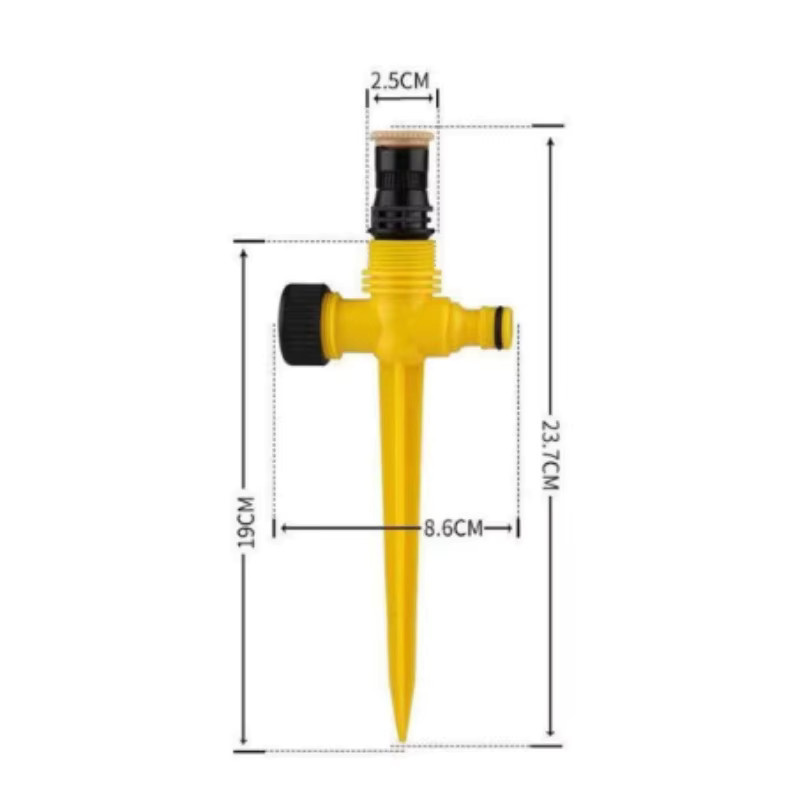Verstellbarer 360-Grad automatisch rotierender Bodensprinkler in Gelb für dein Garten-Bewässerungssystem - Bild 2