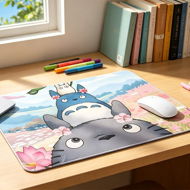 Bandai Totoro Anime Mauspad Kawaii Miyazaki Cartoon Waschbar und Rutschfest in Multicolour - Bild 1