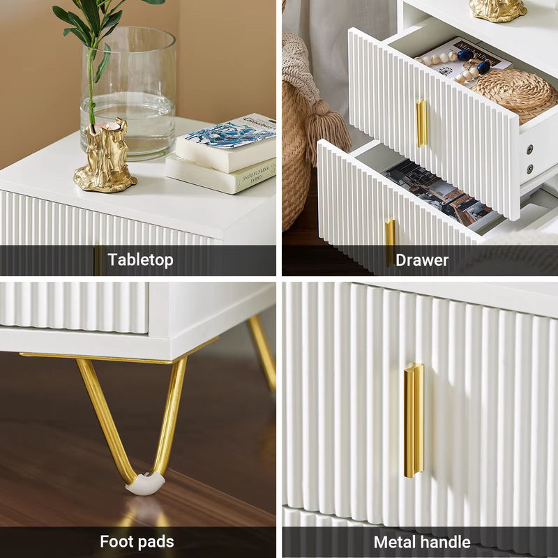 SoBuy Nachttisch FBT115 mit 2 Schubladen in Modernem Design aus Metall in Blau oder Weiß - Bild 6