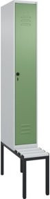 C+P Spind Classic PLUS Garderobenschrank mit Sitzbank, 1 Abteil, Lichtgrau, B/T/H: 212,0 x 30,0 x 81,5 cm - Bild 1