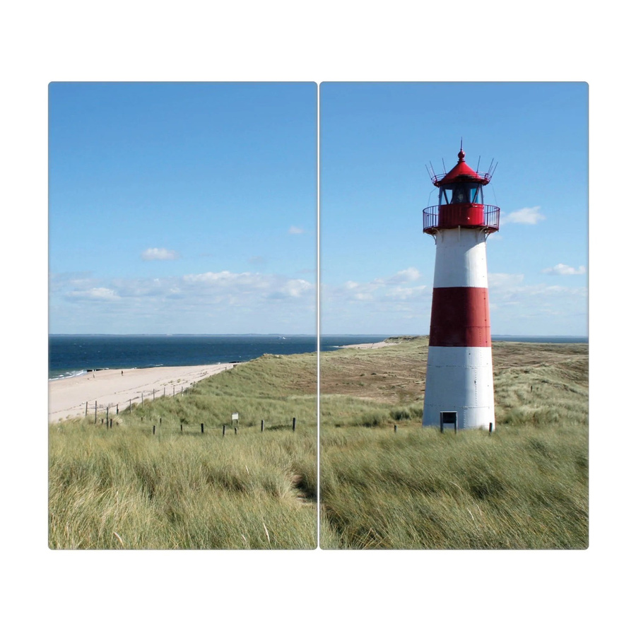 Banjado Herdabdeckplatte aus Glas zweiteilig mit Leuchtturm-Motiv, B/T: 52 x 30 cm - Bild 2