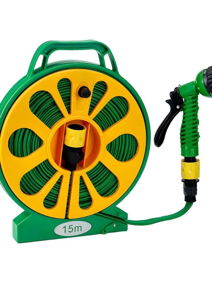 Drillpro PVC-Gartenschlauch in Grün mit 5 Sprühmustern und Sprühdüse, Länge: 15 m, passend für 1/2 Zoll oder 3/4 Zoll Wasserhähne - Bild 6