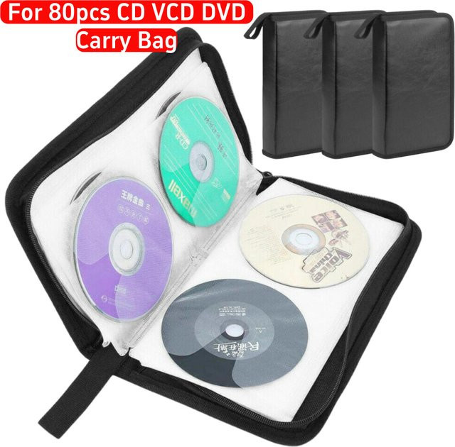 VKTECH CD/DVD-Disc-Tragetasche in Schwarz für 80 Stück zur Albumaufbewahrung - Bild 1