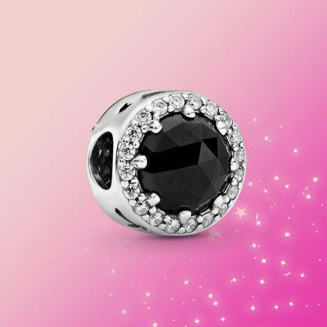 Charm 925 Silber, Perle, Zirkonia, Schwarz, Damen - Bild 1