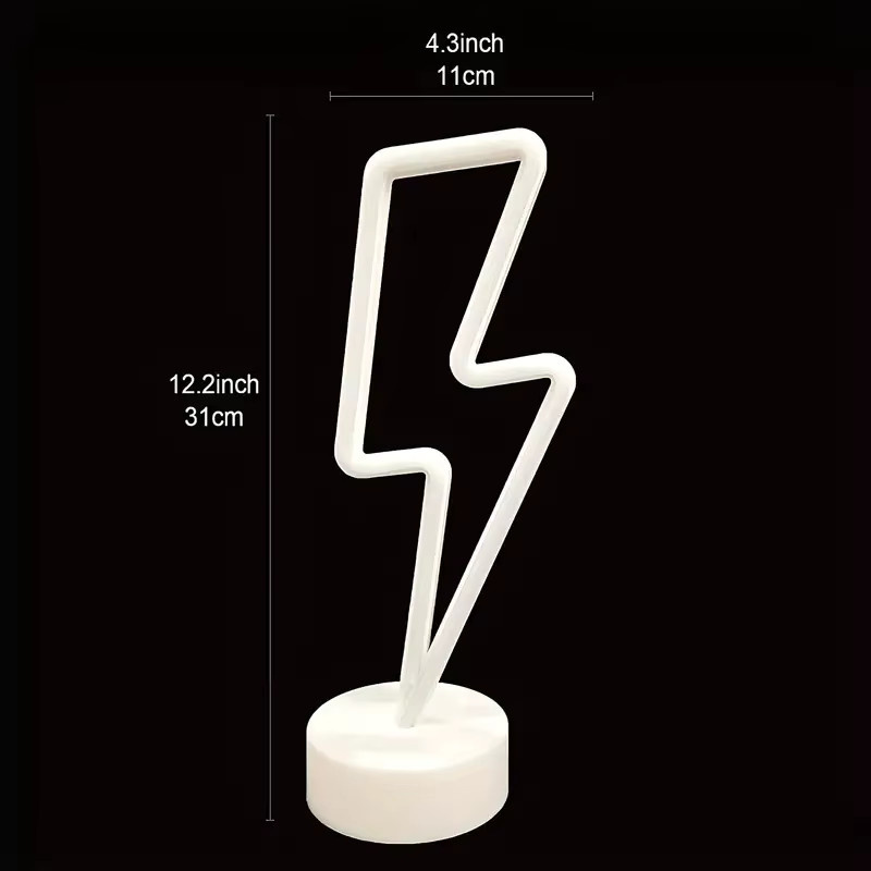 LED Neonschild Blitz mit Wolken und Mond in Weiß mit Sockel für Kinderzimmer, Party und Home Bar, B/T/H: 31,0 x 11,0 x 6,0 cm - Bild 5