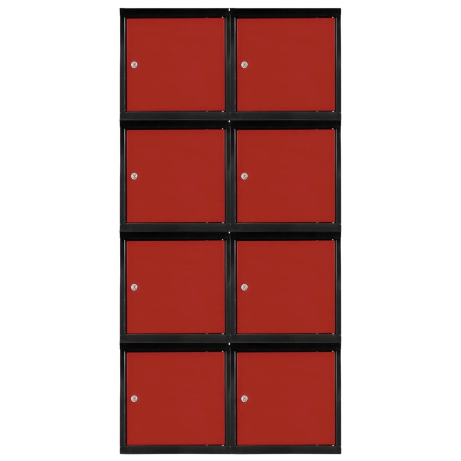PROREGAL Schließfachwürfel Blocky Set mit 8 Einheiten, Zylinderschloss und 2 Schlüsseln, Anthrazit-Grau-Rot, B/T/H: 40 x 40 x 40 cm - Bild 2