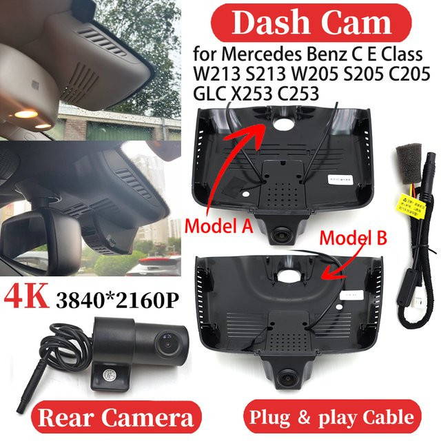 ZJCGO UHD 4K Dash Cam Videorecorder für Mercedes Benz C E Klasse W213 S213 W205 S205 C205 GLC X253 C253, Schwarz - Bild 1