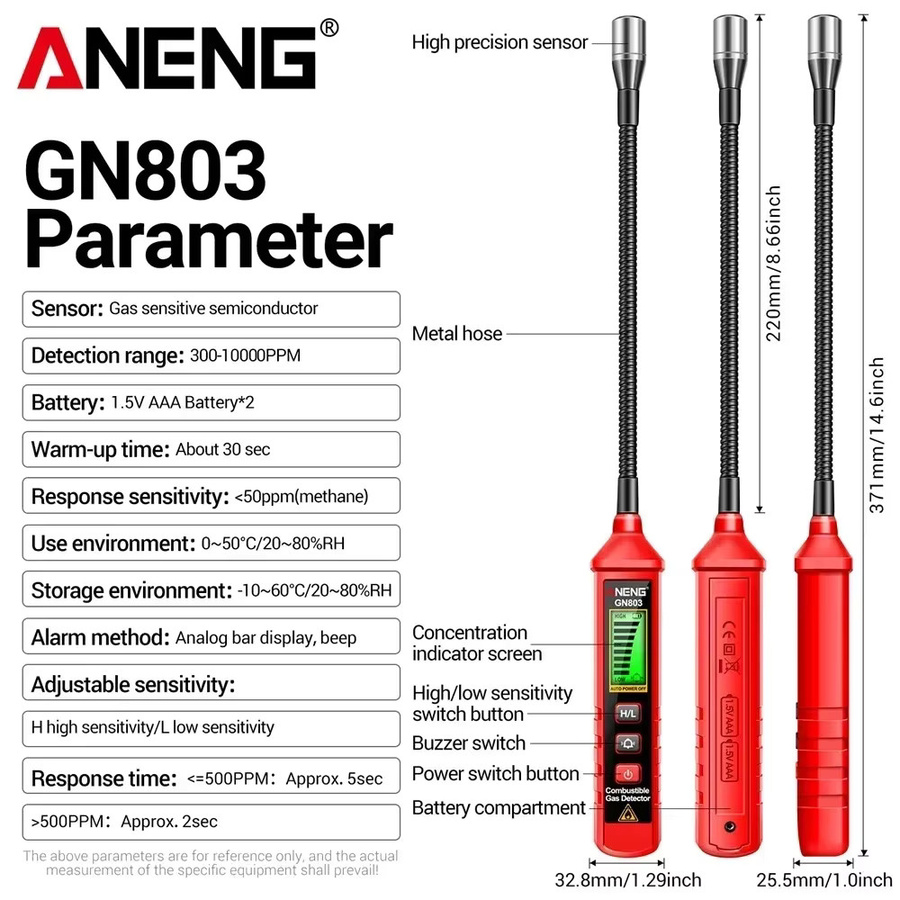 ANENG GN803 Handheld Gas Leck Detektor zur Messung der Methan- und brennbaren Gaskonzentration - Bild 6