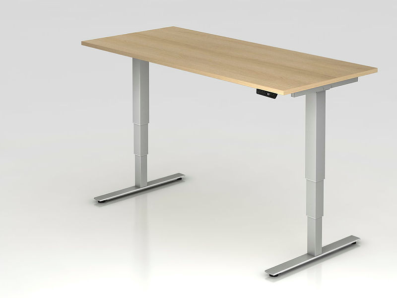 Hammerbacher Büro Schreibtisch Stehtisch Modell XDSM19 höhenverstellbar mit Memory-Schalter, Farbe: Weiß, B/T: 180 x 80 cm - Bild 1