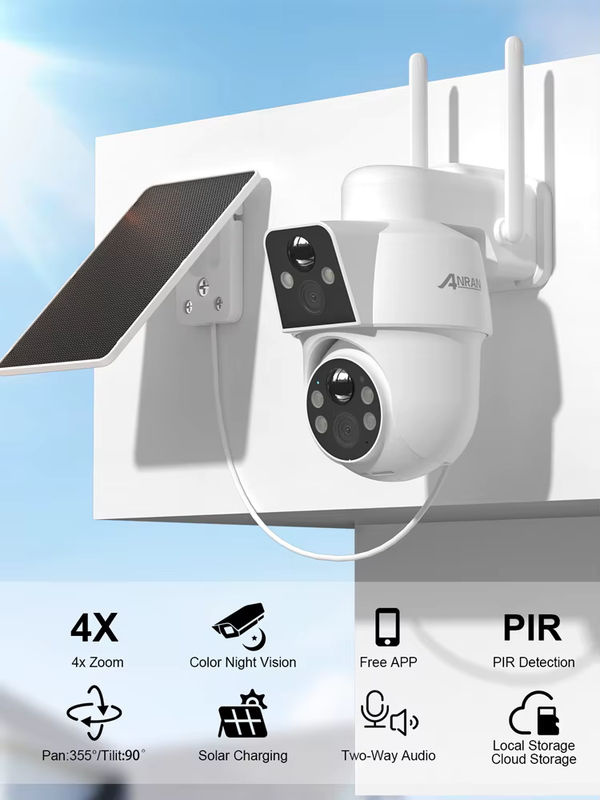 ANRAN Solarkamera mit Dual-Objektiv und WLAN, IP-Überwachungskamera für den Außenbereich in Weiß mit Farbnachtsicht und PIR-Bewegungserkennung - Bild 7