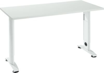 Home Office Tisch Login von Schäfer Shop Select mit C-Fuß in lichtgrau/verkehrsweiß, Breite: 130 cm, Tiefe: 65 cm - Bild 1