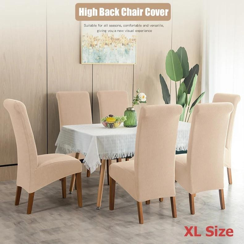 Wasserabweisender Stuhlbezug mit hoher Rückenlehne von BC-Warm Home in Jacquard-Stretch, schmutzabweisende Stuhlhussen für Esszimmer in XL-Größe, Breite: 45-58 cm - Bild 2