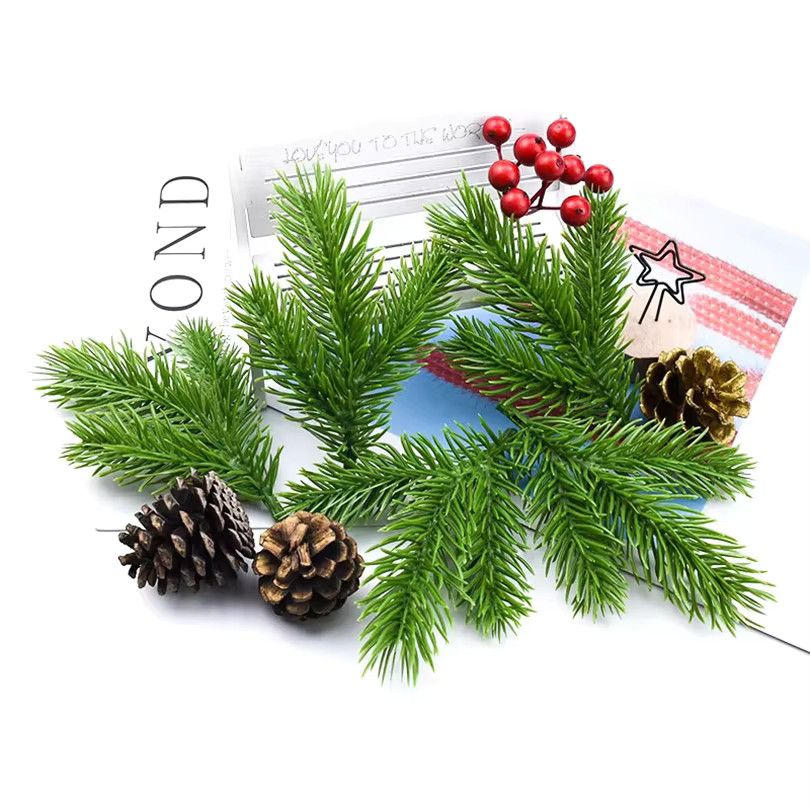 TTCY Künstliche Weihnachts-Pflanzen Grün für Dekorationen in Haus und Zimmer, Girlanden für Hochzeit und DIY-Geschenkboxen, 10 Stück - Bild 3