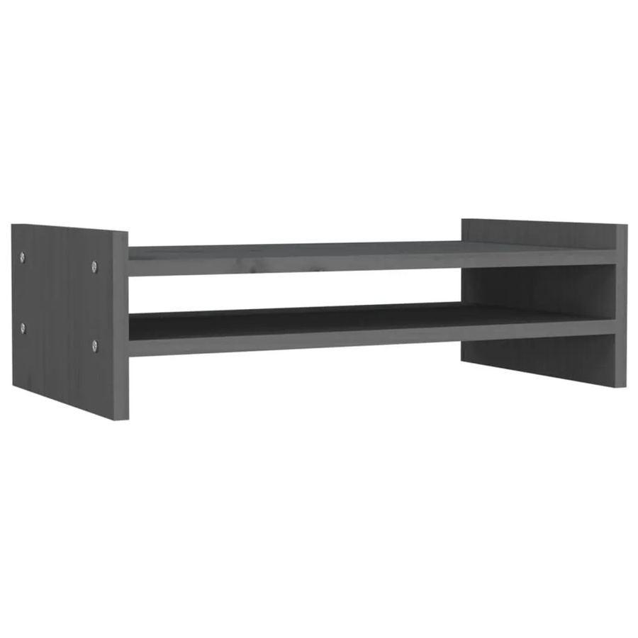 vidaXL Monitorständer aus Kiefer Massivholz in Grau, B/T/H: 50 x 27 x 15 cm - Bild 2