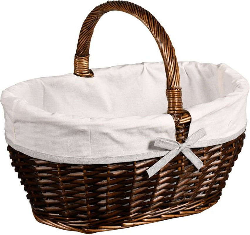 Kesper Geflochtener Picknickkorb mit Stoffbezug in Braun und Beige, B: 45 cm, T: 34 cm - Bild 1