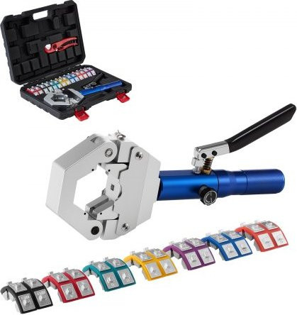 VEVOR Hydraulische Presszange für Klimaanlagen-Schlauchpressungen mit 7 Snap-On-Einsätzen und Koffer in Multicolor - Bild 1
