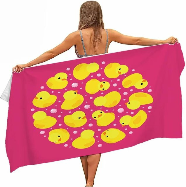 Schnelltrocknendes Mikrofaser-Strandtuch mit Enten-Design von JMG Household Supplies, Farbe: Pink, Breite: 70 cm, Höhe: 40 cm - Bild 1