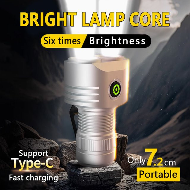 NEWBIRTH LED Taschenlampe und Camping Laterne in Silber, 1000 Lumen, USB aufladbar, Aluminium - Bild 1